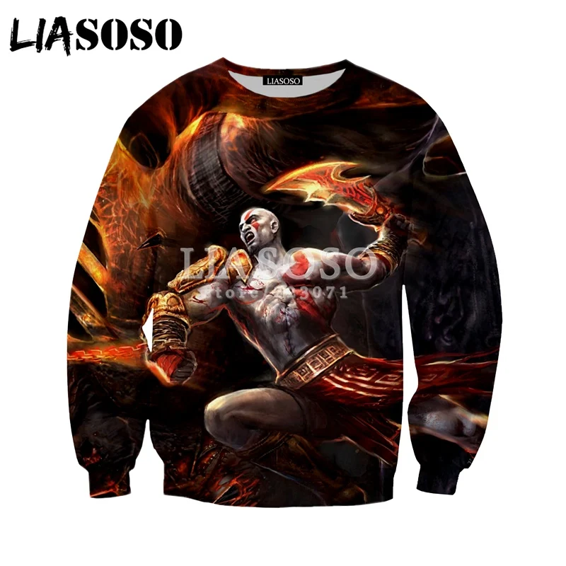 LIASOSO осенняя Новинка модная мужская и женская толстовка 3D принт видеоигра God of War