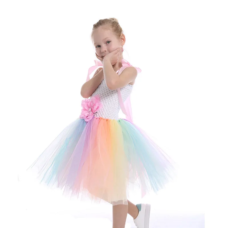 Children Girl white Color Tutu Dress Princess Halloween Dresses Little Girls Up Fancy Tutus Baby Christmas Clothing | Детская одежда и