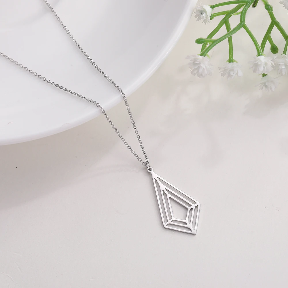 Skyrim 2021 модное серебристое геометрическое ожерелье с подвеской из нержавеющей
