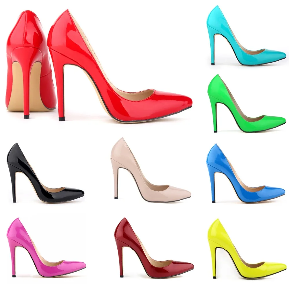 Женские туфли-лодочки с острым носком на тонком высоком каблуке 11 см большие