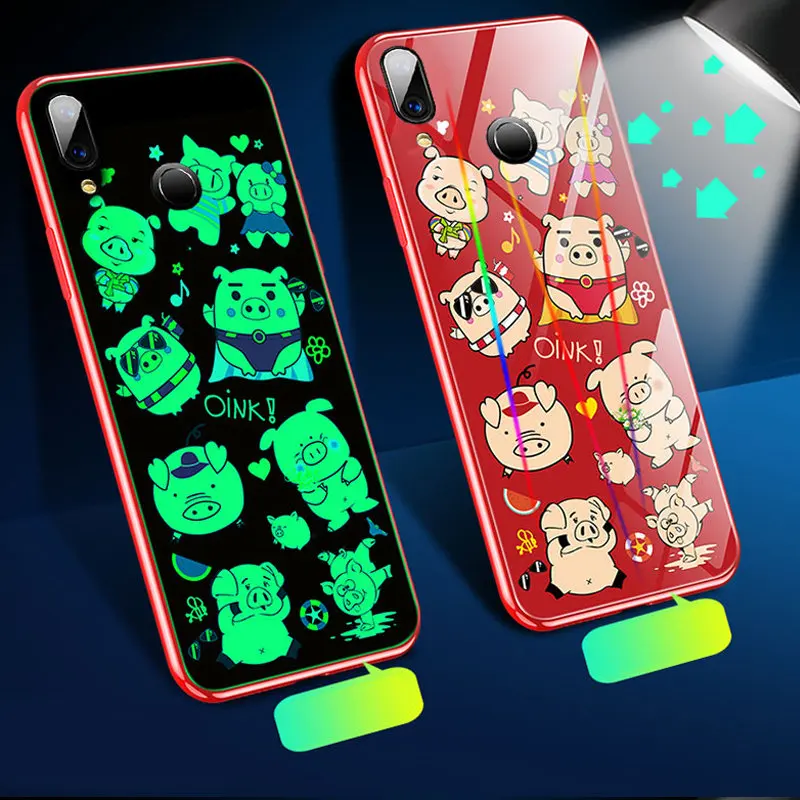 Светящийся чехол для Xiaomi Redmi Note 7, чехол, светящаяся задняя крышка из закаленного стекла для Xiaomi Redmi Note 7 Pro, чехол, оболочка