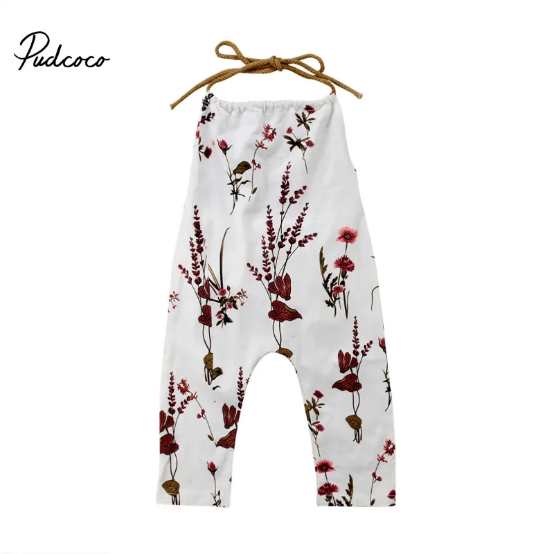 

Pudcoco 2018 Printed Floral Kids Baby Girl Rompers Toddler Girls Romper Jumpsuit Summer Backless Baby Clothes Rompers White 0-4T