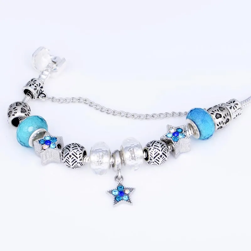 Прямая поставка подарки серебряный браслет-шарма Европейский кристалл Радуга