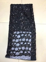 new 5yardsbag xx549 black gray hole good quality sequin tulle mesh lace fabric for bridal wedding dresssawing