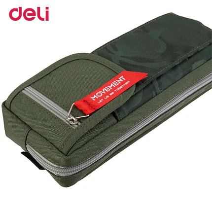 66763green Deli качество 4 цвета многофункциональный большой холщовый Карандаш сумка для школы Студенческие принадлежности офисные канцелярские принадлежности камуфляж детский Карандаш Чехол - Цвет: 66763green
