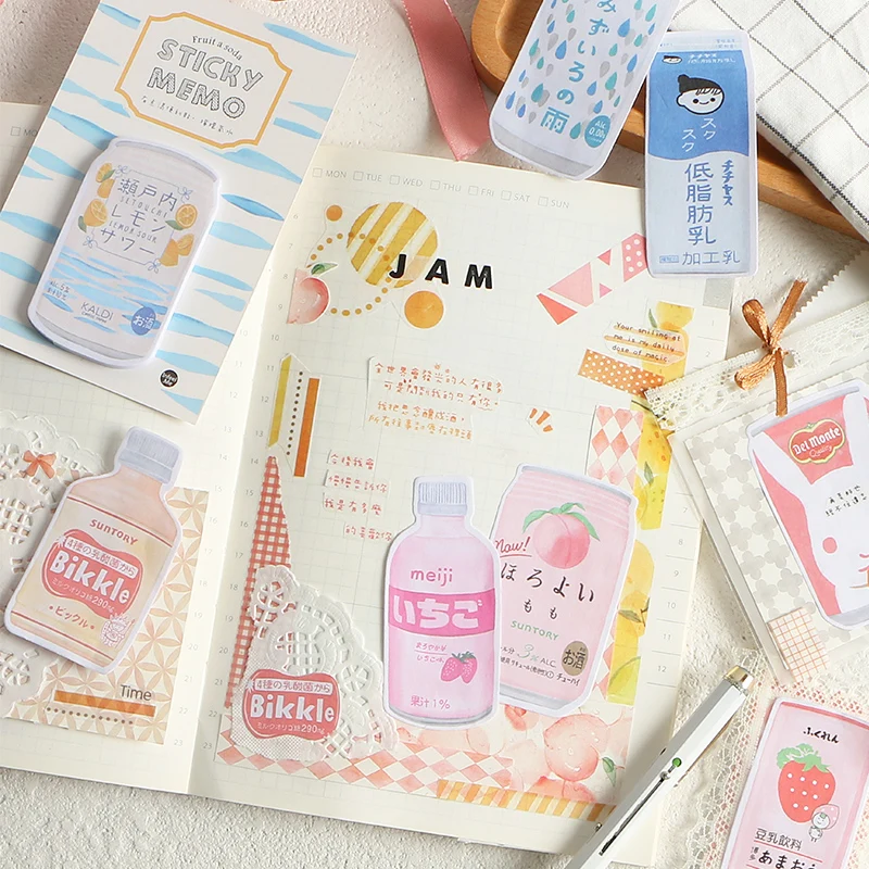 

Creative Cute Peach Drink Series Memo Pad Kawaii N-Times Sticky Notes Papelaria Japanese Stationery