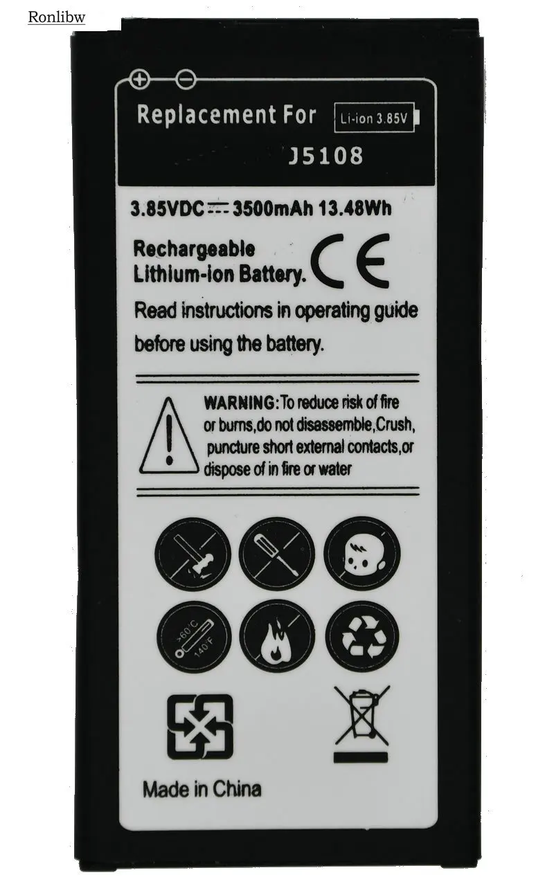 Сменный аккумулятор Ronlibw 5 шт. 3500 мА/ч для Samsung Galaxy J5 ( 6) 2016 J510FN J5108 J510 с зарядным