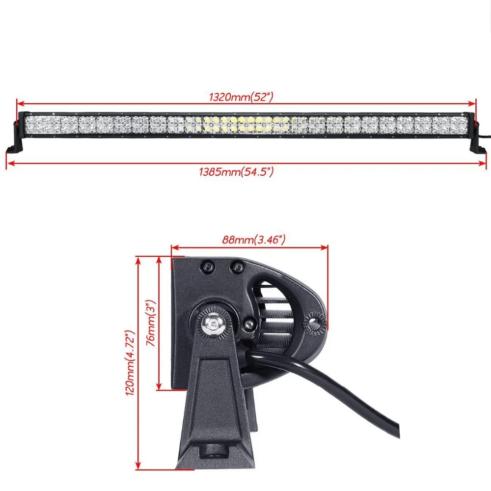 Partol 52&quot 500W Straight DRL LED Light Bar Offroad Led Work Driving Lamp Combo Beam for Truck ATV SUV Boat 4x4 4WD 12V 24V | Автомобили