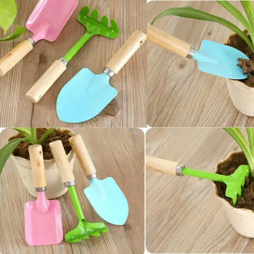 Мини дети железо + дерево садовый инструмент 3 шт наборы для суккулентных