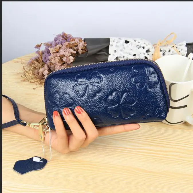 Blue T1209 WERICHEST женский клатч из натуральной кожи, кошельки, несколько карт, длинный женский кошелек с сумкой для телефона, Модный женский кошелек - Цвет: Blue T1209
