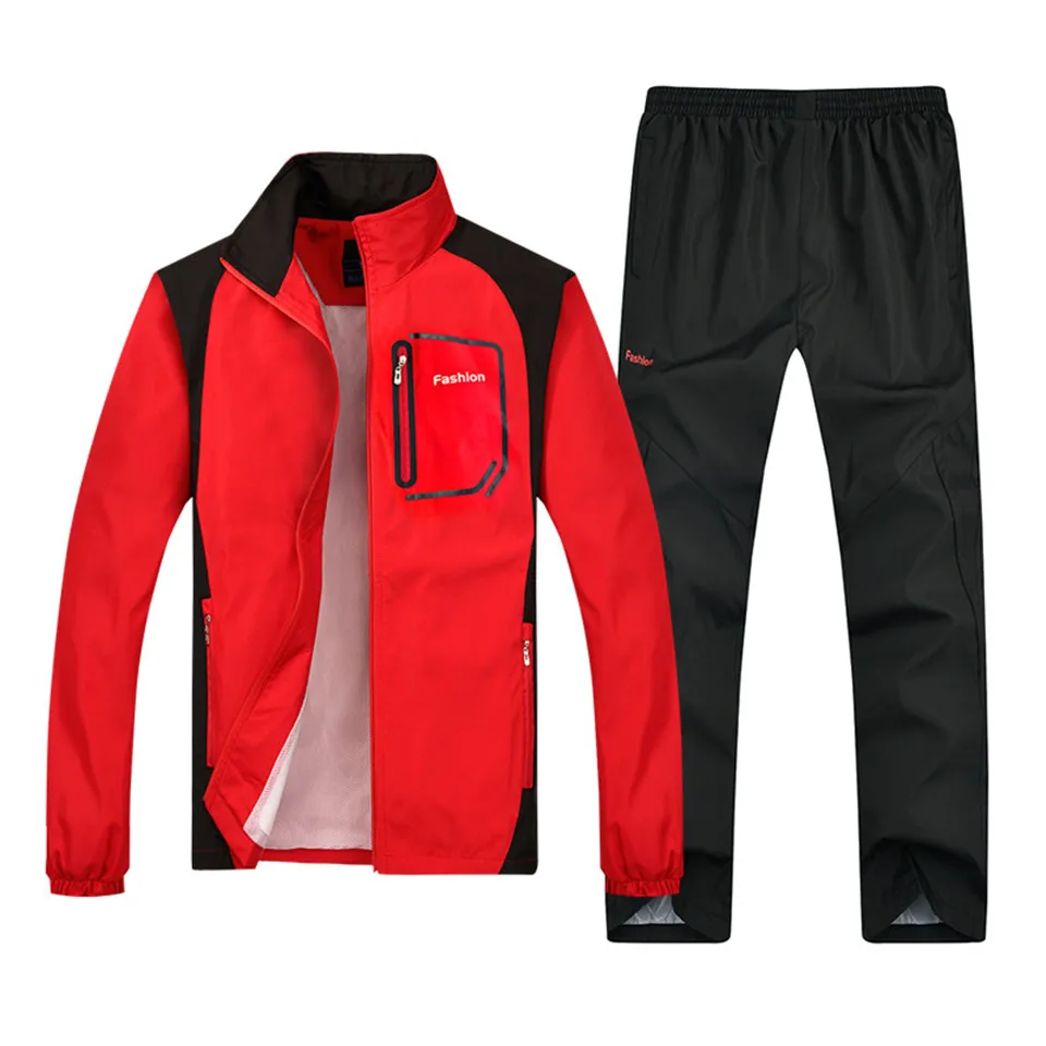 Mens Tracksuit Spring Autumn Sets Long Sleeve Leisure Thin Track Suit New Sportswear for Male Coat+Pants Large Size L-5XL | Мужская