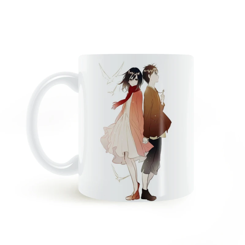 Атака на Титанов Эрен Ягер и Микаса Акерман аниме кружка Кофе Молоко