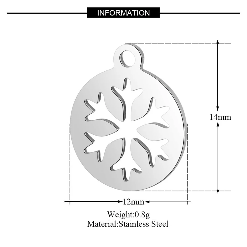 Цепочка из нержавеющей стали в виде снежинки 10 шт./лот|Шармы| |