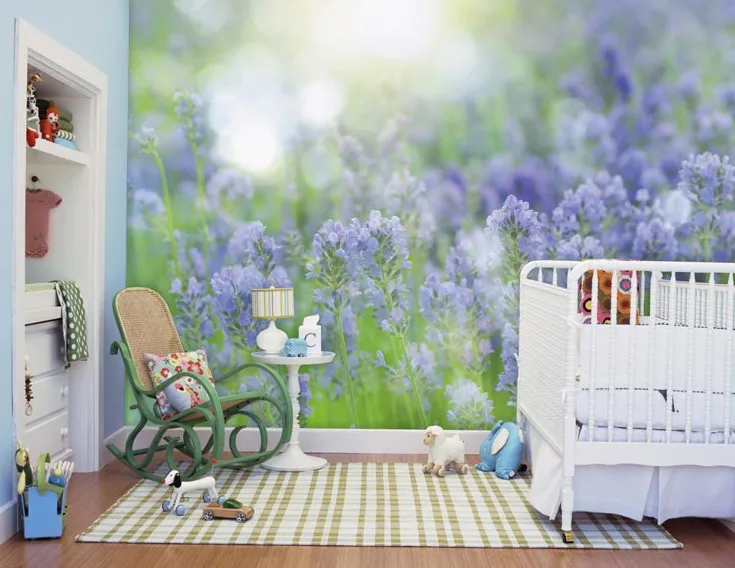 

[Self-Adhesive] 3D Dreamy Halo Blue Flowers Field 13 Wall Paper mural Wall Print Decal Wall Murals