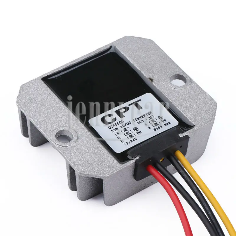 Водонепроницаемый автомобиля электропитание DC 12 В / 24 ( 9 - 35 ) до 5 5A 25 Вт понижающий