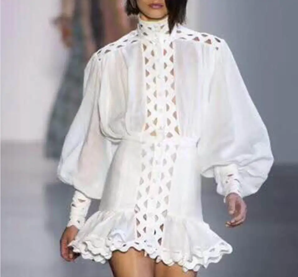 Весна 2020 новая модная водолазка винтажное женское платье с вырезом и рукавами