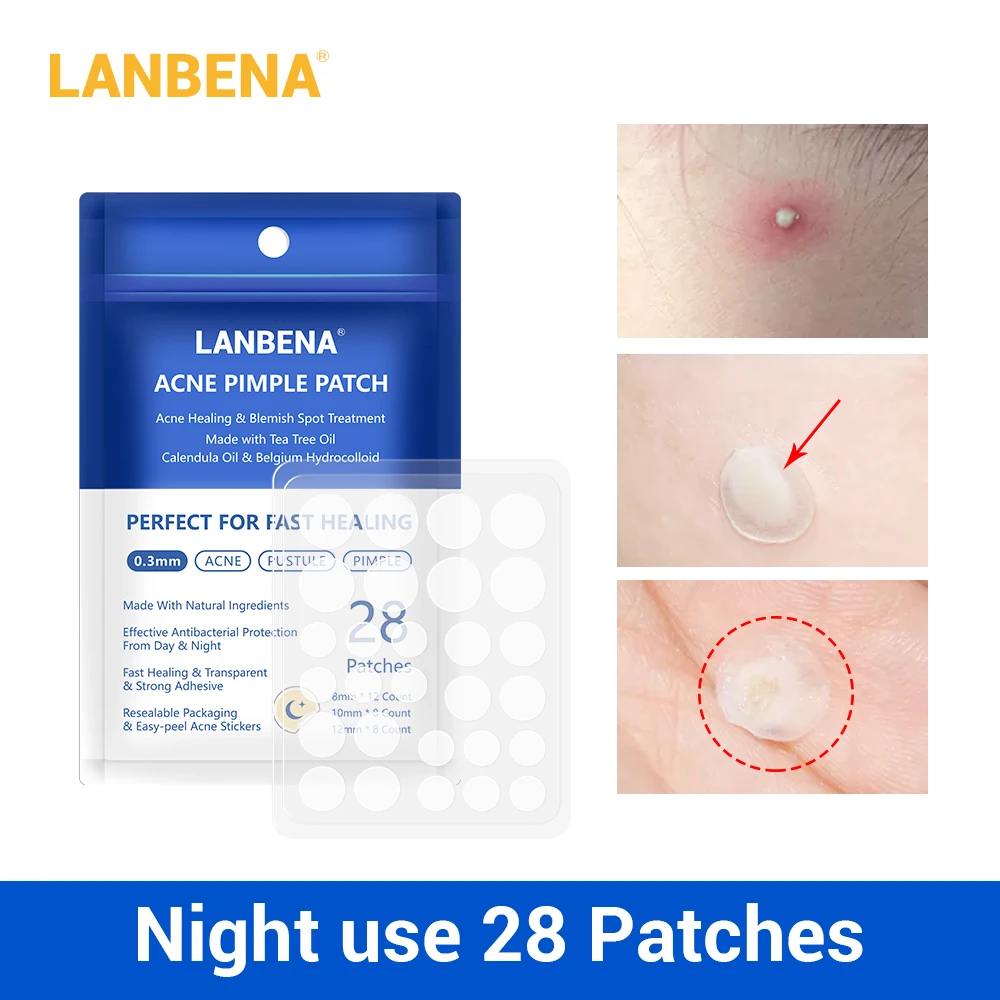 Патчи LANBENA от прыщей 28 шт. невидимые наклейки для ночного использования лечения