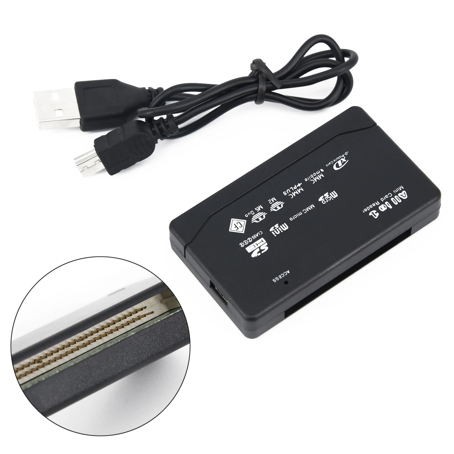 Универсальный считыватель карт памяти SD SDHC Mini Micro M2 MMC TF CF MS кардридер micro uSB кабель