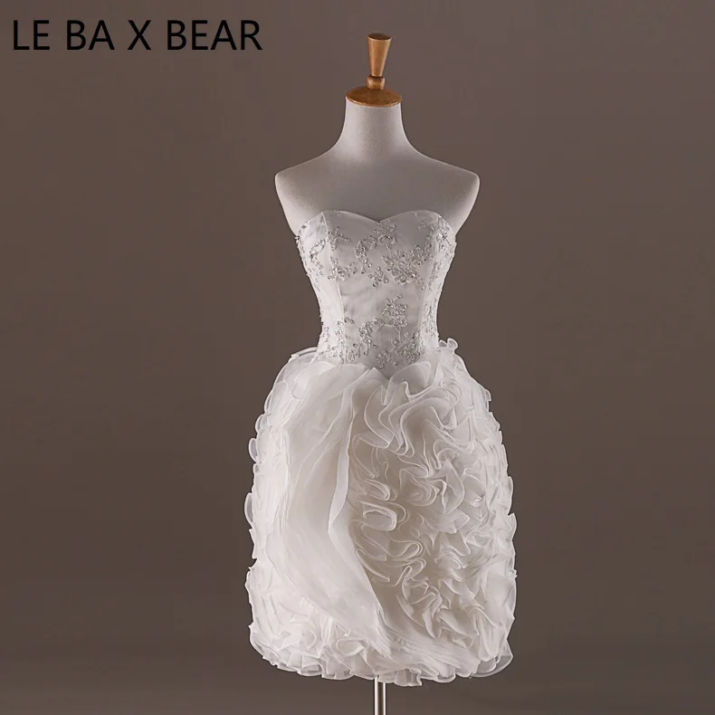 LE BA X BEAR a line мини платья подружки невесты с рюшами свадебное платье кружевной