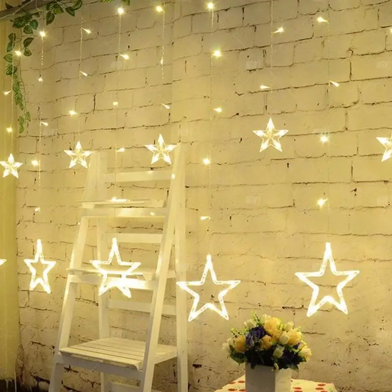Светящаяся гирлянда занавес в виде звезды вечерние занавески на свадьбу