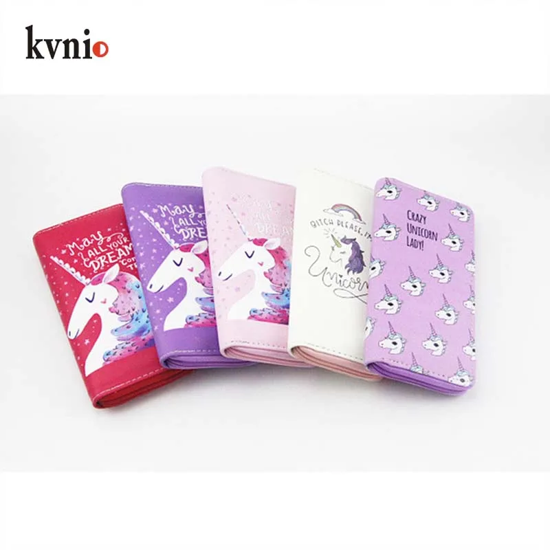 KVNIO 2018 новый милый Длинный кошелек с принтом единорога студенческий клатч из