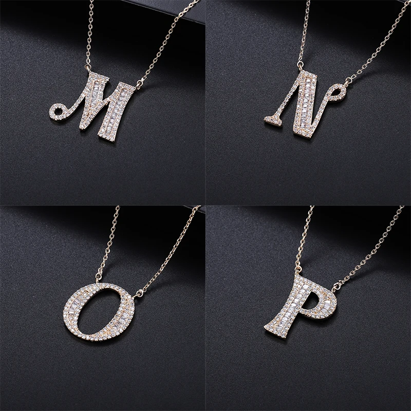 YANMEI Gold Alphabet Letter A To Z Pendant Chain Necklace For Women Hot Sale Cubic Zircon Necklaces Jewelry YMD1227 | Украшения и