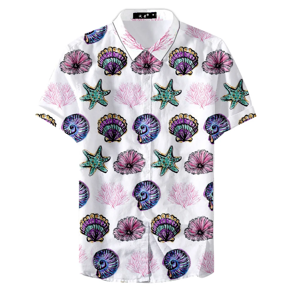 Модная Гавайская Мужская рубашка Морская жизнь модная гавайская ракушка с