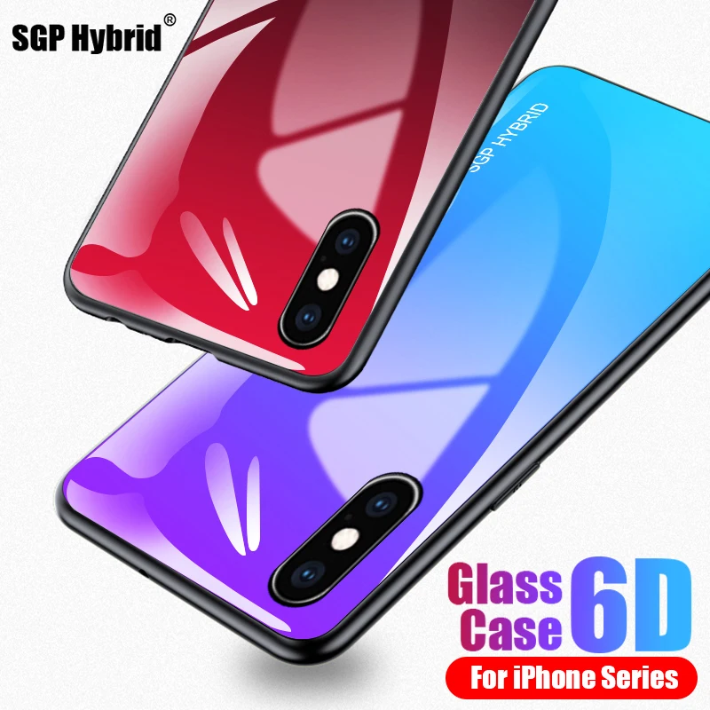 Градиентный чехол Aurora из закаленного стекла для iphone XS Max XR X 8 7 6 S plus sx sr роскошный