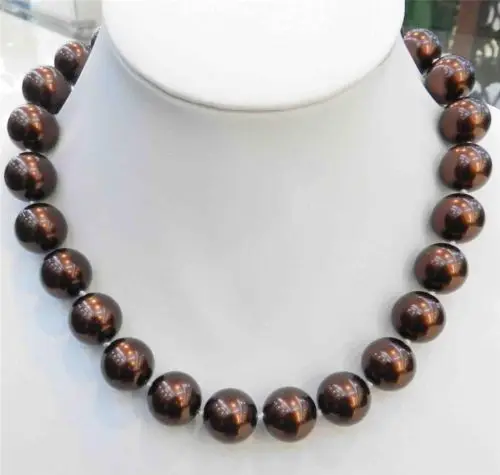 

Красивое Жемчужное ожерелье 16 мм из коричневого кофе с ракушками Южной моря 18 дюймов AAA +