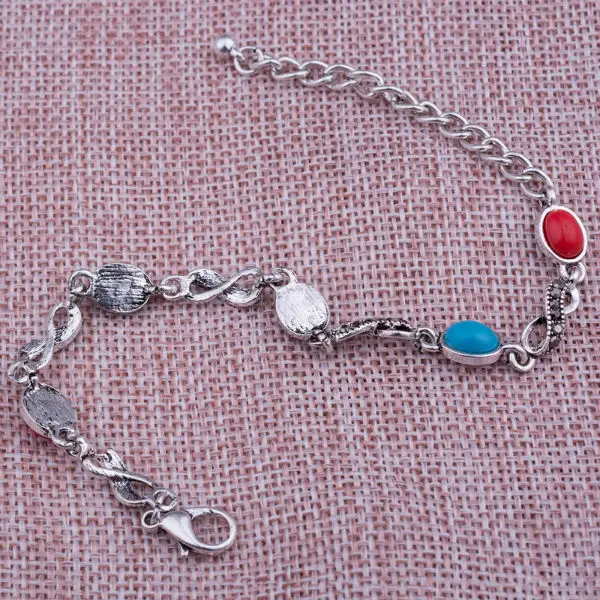 Женские антикварные тибетские серебряные винтажные Браслеты Бесконечность