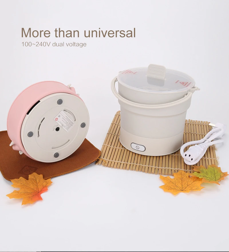 Foldable Food Container Lunch Box Heated Kettle Cooker Electric Frying Pan Portable Hot Pot EU/US/UK Tea Plug