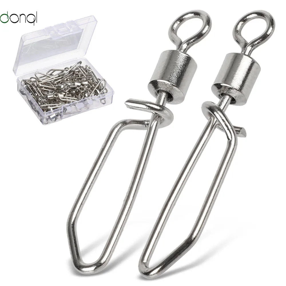 

10/20/50pcs/lot Stainless Steel Fishing Connector Pin Bearing Rolling Swivel Snap Pins Fishing Accessories Interlock Snap Tackle