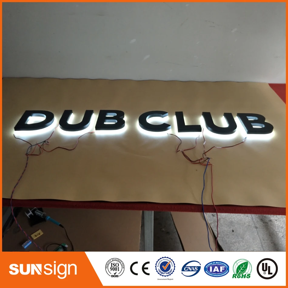 Расписные вывески с подсветкой из нержавеющей стали светодиодный 3D светящийся