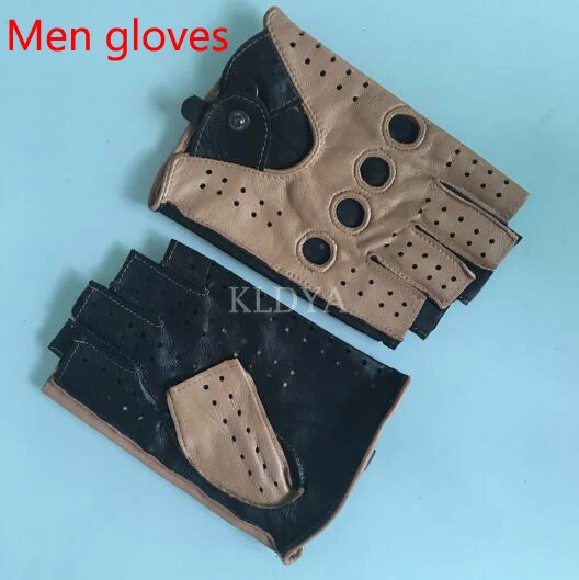 Men gloves Для мужчин кожаные противоскользящие палец перчатки, варежки без пальцев без подкладки для вождения перчатки для занятий фитнесом, Для женщин кожаные перчатки - Цвет: Men gloves