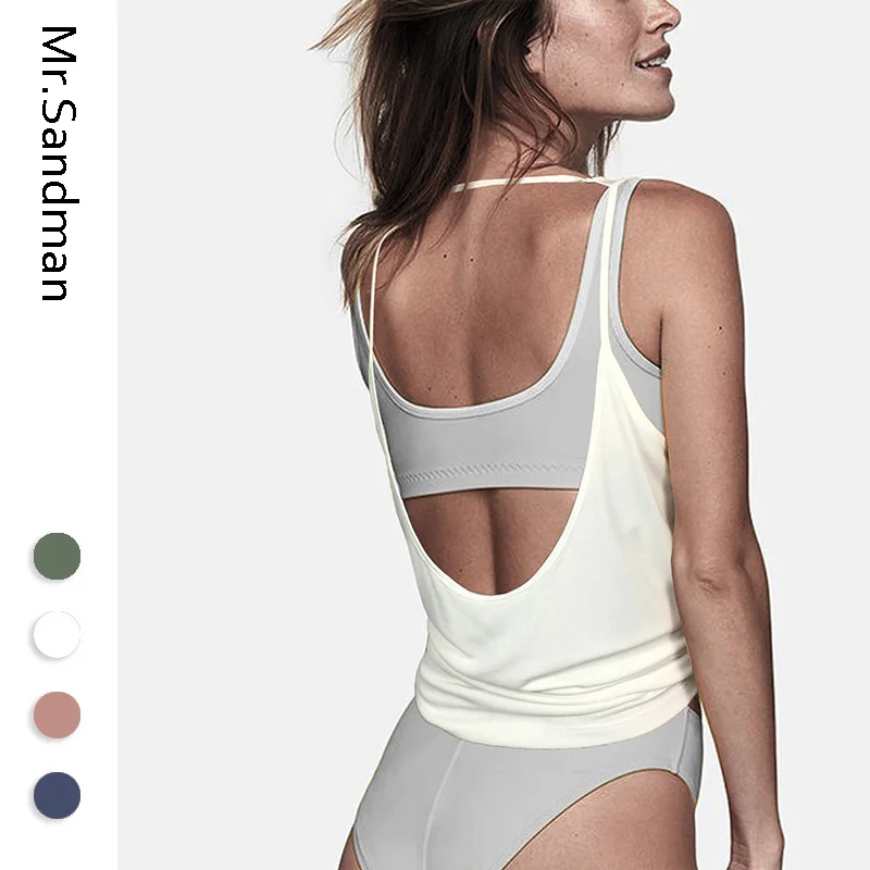 Женский топ для йоги без рукавов с открытой спиной укороченный дышащий бега