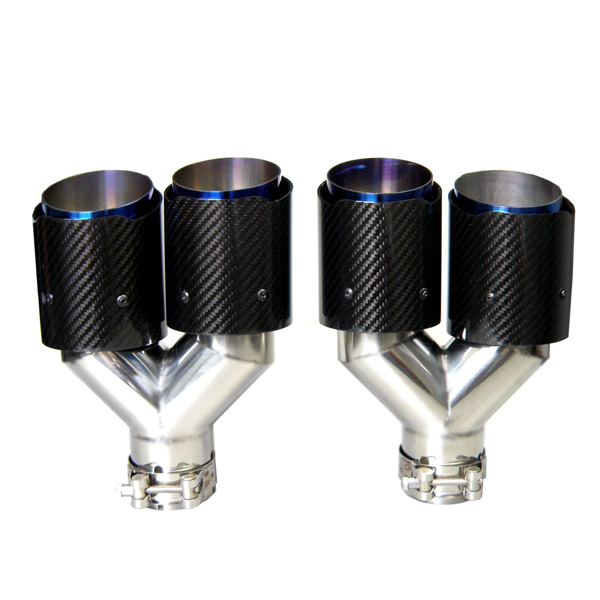 Двойное углеродное волокно + нержавеющая сталь сгоревшая синяя Универсальная