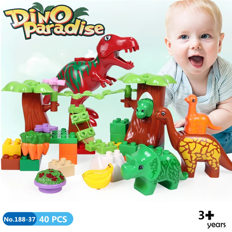 

40pcs DIY Dino Valley Building Blocks Dinosaur Paradise Animal Model Toys Bricks For Kids Gifts