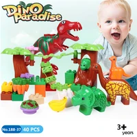 40pcs diy dino valley building blocks dinosaur paradise animal model toys bricks for kids gifts