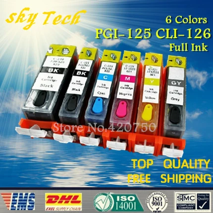 Картриджи с полным заполнением 6PK подходят для PGI125 CLI126 подходит Canon IP4810 IP4910 IX6510