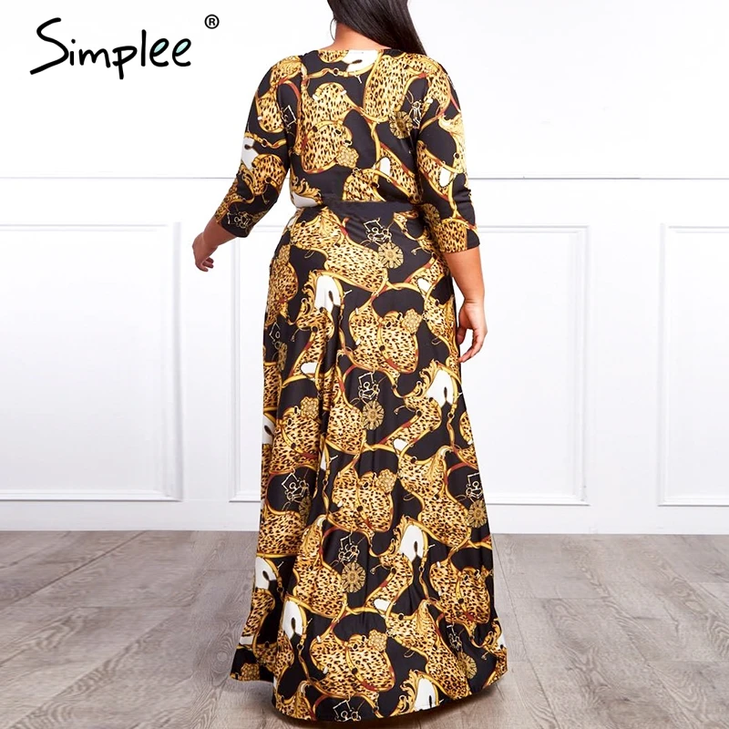 Женское длинное свободное платье Simplee с принтом цепи 2019 весна-лето элегантный