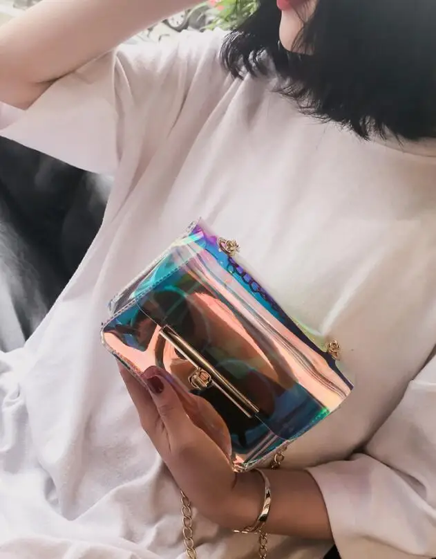 Модная женская сумка-мессенджер маленькая квадратная прозрачная из