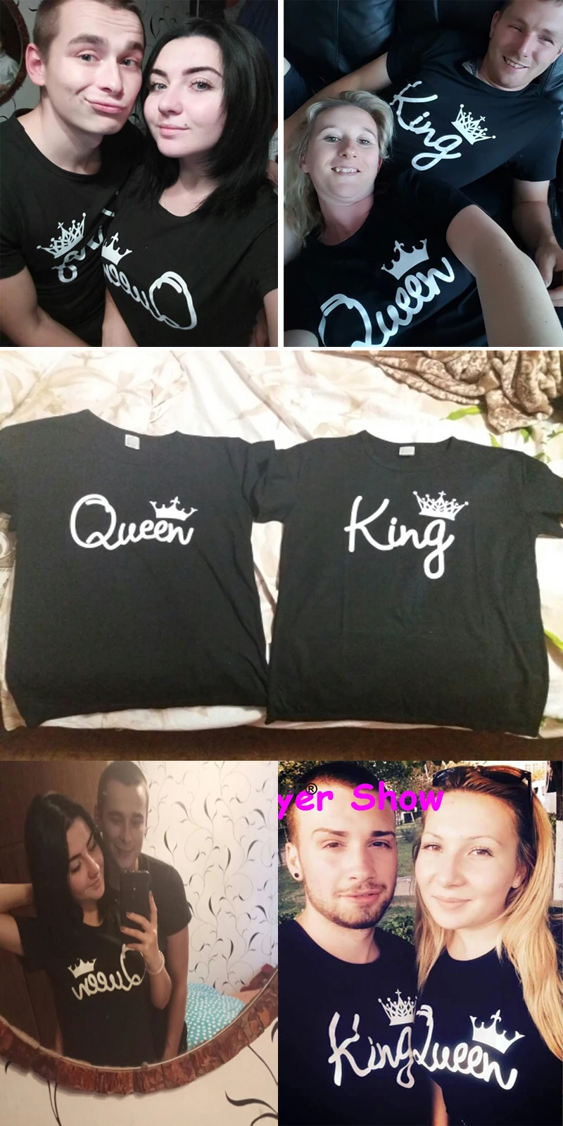 CWLSP King queen женская футболка с принтом короны парная одежда футболка «Розовая пантера» Топы Femme летняя футболка Повседневная с круглым вырезом QZ3200