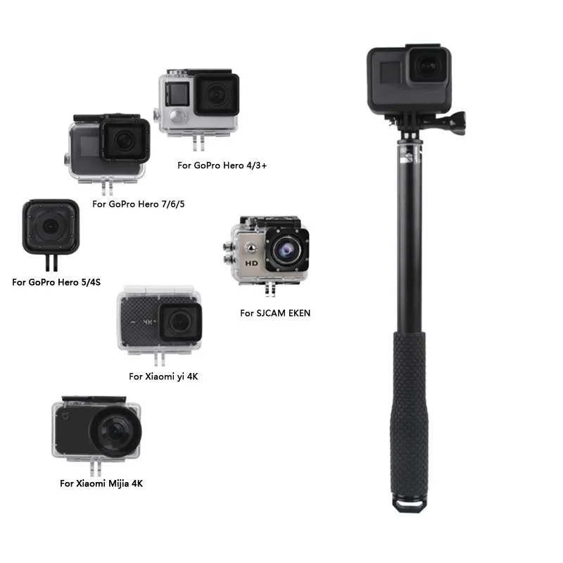Легкая раздвижная селфи-палка ручной монопод для Gopro Hero 8 7 6 5 YI 4k SJCAM DJI Osmo комплект