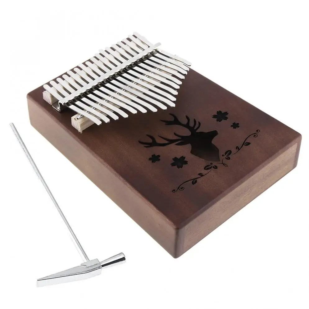 17 ключей калимба Ретро лося звук отверстие одной доски красного дерева палец