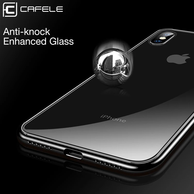 Чехол для телефона Cafele из закаленного стекла iPhone XS MAX стекло и края ТПУ прозрачный