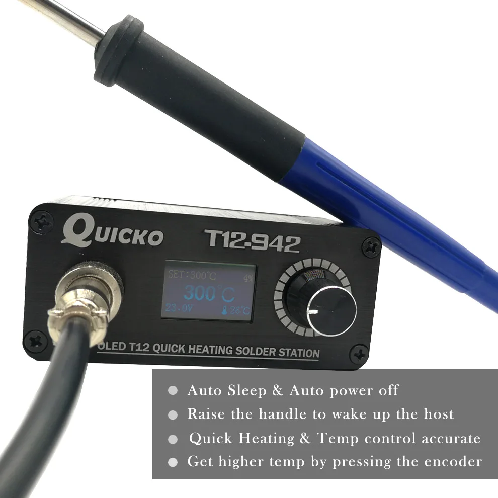 Quicko T12-942 Мини паяльная станция OLED с 9501 ручкой с адаптером ЕС 24V3A припой T12 наконечник утюга портативный сварочный инструмент