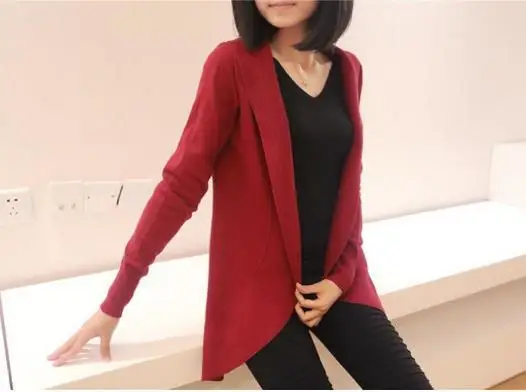 Женский тонкий свитер-пальто свободный длинный вязаный кардиган с