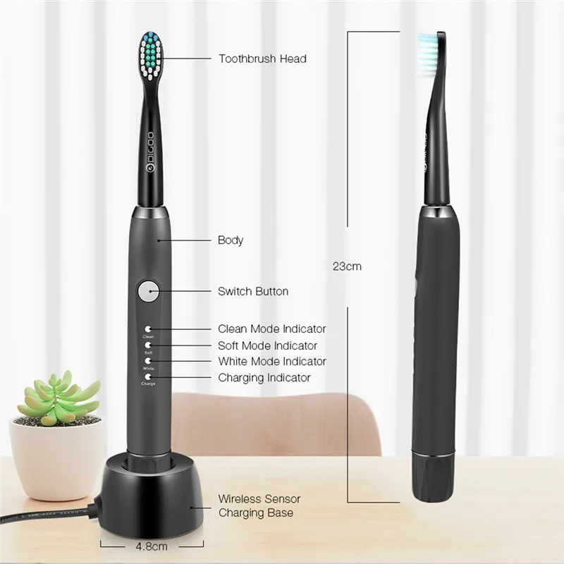 Электрическая зубная щетка Digoo DG YS33 3 режима перезаряжаемая USB зарядка 2 шт.