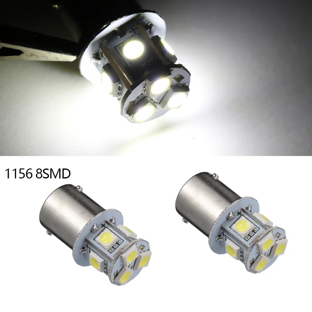 2 шт. 12 В BA15S R5W 1156 5050 8SMD светодиодный Автомобильный задний фонарь поворота лампа