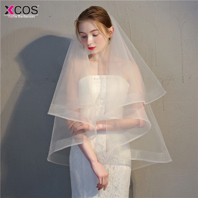 Simple Two Layers Short Tulle White Wedding Veils 2019 Ivory Bridal Veil for Bride Mariage Accessories Comb | Свадьбы и торжества